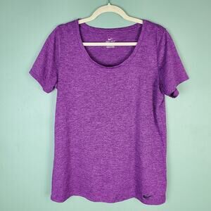 Nike Women's Purple Legend Dri-fit Scoop Neck Short Sleeve Top Size Large